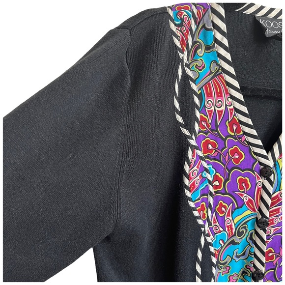 Koos of course Sweater buttoned pockets silk detailing sz small S - Picture 10 of 14